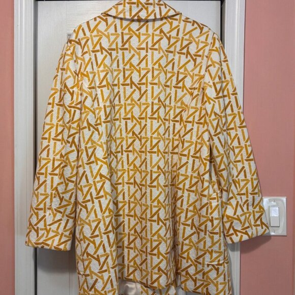 Dennis Basso Womens Jacquard Knit Button-Front Quilted Jacket - Gold/White (22W) - Picture 5 of 7